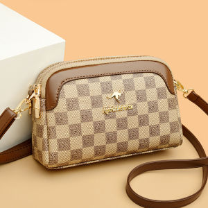 Fashionable Soft Leather Shoulder Crossbody Bag for Women Print Design Multi-Functional Ladies Small Square Bag Casual Style