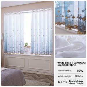 LEZHIHE | French Ombre Double Layered Voile Curtain Light Blocking Heat Insulation