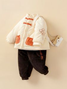 Super Stylish New Year Outfit Baby Clothes Set Winter Childrens Traditional Chinese Costume Small Toddler Baby Going out Set