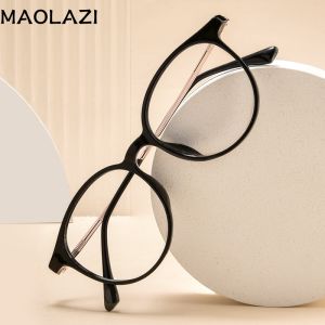 MAOLAZI Fashion Comfortable Glasses Retro Round Eyewear Luxury Ultra Light Prescription Eyeglasses Frame For Men And Women 8005AF