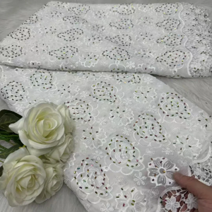 Vải Ren Pháp Nigeria Màu Trắng Hoa Hồng Chiffon Châu Phi Chất Liệu Cotton Polyester Cao Cấp Dành Cho Váy Cưới Và Tiệc Tùng Của Phụ Nữ