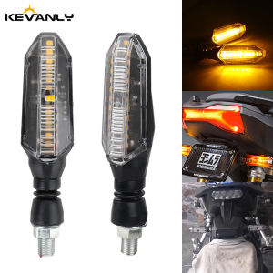 KEVANLY | 2/4pcs Motorcycle LED Turn Signals Warning Lights Amber Flowing Water Arrow Indicator Lamp for Honda Yamaha Suzuki