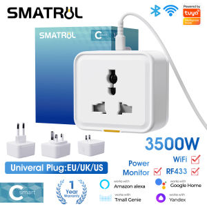 SMATRUL Wifi Smart Socket Power Monitor 16A 3500W Plug Universal dengan jenis-C us EU Uk Plug Tuya Wifi Smart Socket Outlet Adapter masa Smart Life Tuya App suara sokongan elektrik kawalan jauh Smartlife /Tuya soket elektrik untuk Google Home C-Smart