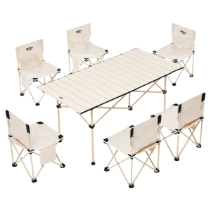 The Primitive | Collapsible Camping Table and Chairs Set Egg Roll Style