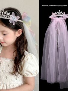 DUBAO | Glitter Crown with Net Mesh Child Hair Decoration