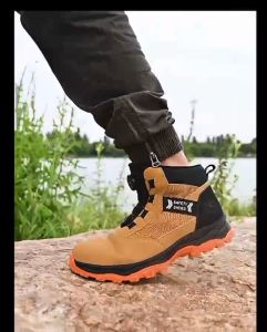 Rotary Buckle Men Work Boots Safety Steel Toe Safety Shoes Indestructible Shoes Anti-smash Puncture-Proof Work Shoes