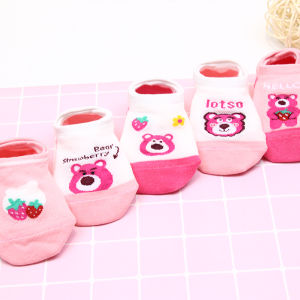 ถุงเท้าเด็กผ้าฝ้ายตาข่ายฤดูร้อน ถุงเท้าเรือลายการ์ตูนสตรอเบอร์รี่ หมีน่ารัก ถุงเท้าผู้หญิง ถุงเท้าเด็ก ถุงเท้าผ้าฝ้ายตาข่าย