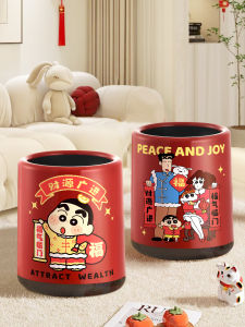 Large Capacity Coverless Home Use Trash Can Cartoon Character Waste Bin Living Room Paper Basket Luxury Minimalist Design
