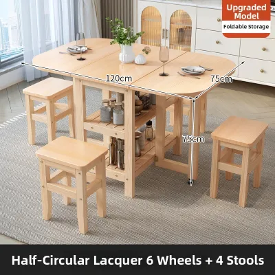 Space-Saving Folding Rectangle Wooden Dining Table for Small Apartments Home Use Modern Simple Style Table That Does Not Occupy Space