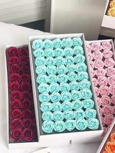 50pcs Handmade Soap Roses 4 Layer Roses DIY Flower Head Wedding Rose Flowers Decor Valentines Day Romantic Bouquet