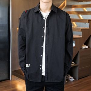 HENGYUANXIANG | Chengyuanxiang Mens Pure Cotton Long Sleeve Shirt Versatile Lightweight Business Casual Solid Color Spring Autumn New Style
