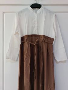 Gamis Polos Lipit 2 Warna Pinggang Ikat Alicia Twiscone Busui