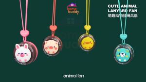Cute Animal Mini fan Lanyard Fan USB Rechargeable Hanging Neck GL110 GL111 GL112 GL113 Portable Fan