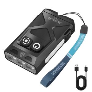 BORUiT EV15 UV LED EDC Flashlight 1000LM Type-C Rechargeable Work Light Torch with Magnet Clip Waterproof Camping Pocket Lantern