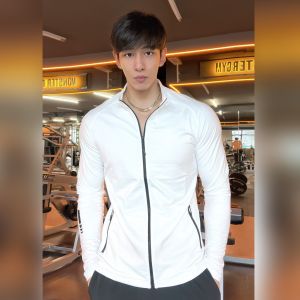 Mens Autumn Winter Stand Collar Quick Dry Long Sleeve Running Training Outdoor Casual Sportswear Jacket Comfortable Fit
