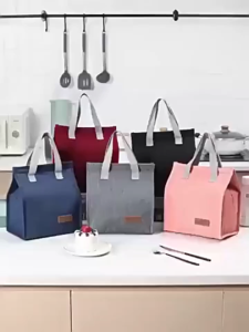 Fashion Canvas Lunch Bag Portable Waterproof Thermal Insulation Lunch Box Storage Bento Bag Waterproof Canvas Lunch Bag Large Capacity Lunch Bag