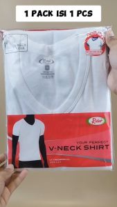 Kaos Dalam Pria Oblong V-Neck RIDER  R 222 BP Putih Isi 1Pcs