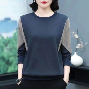 QIAOXIZI | Loose Fit Long Sleeve T-shirt and Hoodie for Middle-aged Women