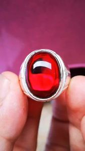 Cincin Tanam Merah Siam Delima Bangkok Crystal Cincin Batu Semi-Precious Cincin Model Oval Ukuran Cincin 6-10 - Lazada