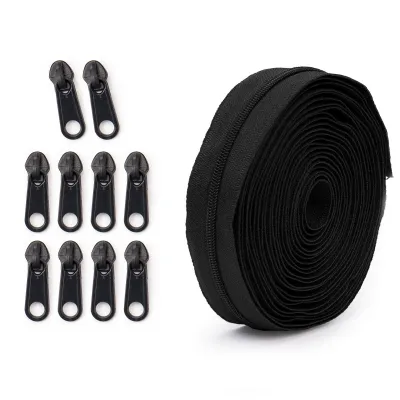 1 group = 4.5m zipper + 10 plastic zipper heads 20 colors optional home sewing DIY replacement zipper