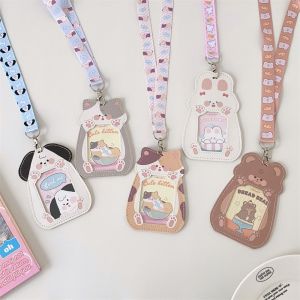 MNWP04 Cartoon Photocard Holder Kawaii with Lanyard Card Holder High Quality PU Photo Protector Case