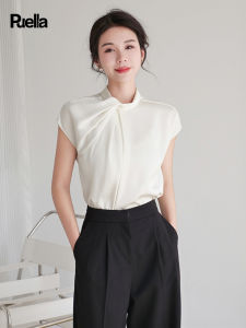 puella | Champagne Colored Short Sleeve Half Neck Chiffon Shirt Summer Office Style