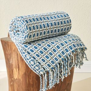 Gift Vintage Tassel Blue Blankets Plaid Blankets Soft Sofa Knitted Throw Blanket Bed Bedspread Cover All Season Home Decor
