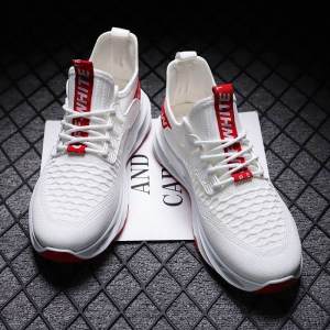 Trendy Mens Summer Running Shoes Breathable Wear-Resistant Fly Knit Blade Casual Shoes Sporty Pure Color Spring Autumn