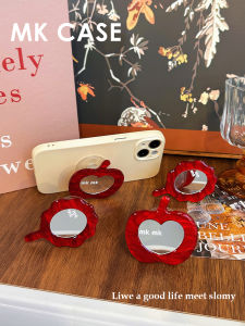 Strong Magnetic Absorption Phone Stand Red Apple Mirror Surface Airbag Support Back Adhesive Suitable for MagSafe Accessories