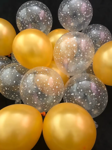 Metallic Balloons and Confetti Balloons Set 50PCS Latex Transparent star-patterned balloons for Birthday Graduation Anniversary Party Decorations