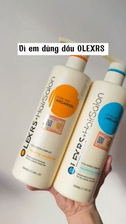 Dầu Gội - Dầu Xả Olexrs Hair Salon Argan Oil Collagen Complex 960ml