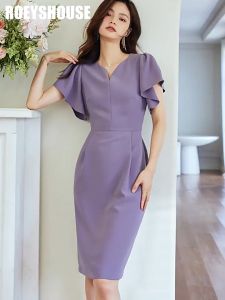 HOÀN TIỀN 15% - Đầm tay ngắn loe cổ kiểu thiết kế dáng suông trơn chữ a