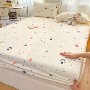 Suxuan | Cute Cat Grey Stripe Pure Cotton Fitted Sheet
