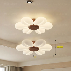 FANCY LAMP CLUB | Vintage Cream Retro Eye-Protecting Full Spectrum Petal Ceiling Light
