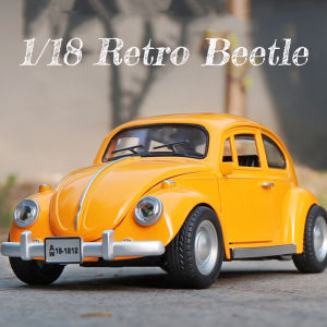 【Without box】1/18 Blue Retro VW Beetle 1955 diecast car Zinc Alloy Model Toys Cars Light and Sound Birthday Gifts for Children Collection Model Pull Back Toys for Boys