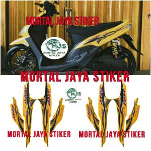 STIKER STRIPING LIS LES BODY YAMAHA MIO SPORTY 2005 2006 KUNING