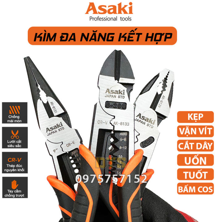 Kìm đa năng kết hợp công nghiệp chính hãng Asaki JAPAN STD, Kềm tổ hợp ...