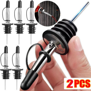 Feelife 2pcs Stainless Steel Wine Pourer Olive Oil Stopper Cap Dispenser Spout Sauce Vinegar Auto Open Pourer Nozzle Wine Liquor Bottle Plug
