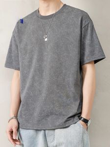 ROMON | Lomond Mens Heavyweight Short Sleeve T-Shirt Summer Thin Ice Silk Casual Loose Fit Round Neck Half Sleeve Fashionable Top