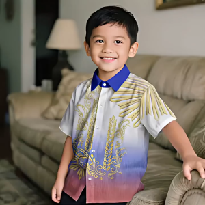 2025 Traditional Philippines Barong Tagalog for Kids Boys Short Sleeve Toddler 3D Sublimation Ethnic Cultural Shirt for National