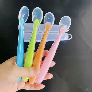 Baby Silicone Spoon Set Tableware Kids Soft Silicone Feeding Spoon Training Baby Reborn Silicone