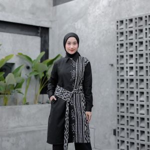 Set Couple Tenun Hitam Kekinian