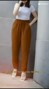 Celana Baggy Crinkle Warna-Warni Pinggang Tinggi Gaya Korea Plus Size COD