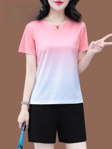 TUCANO Ice Silk Short Sleeve Sports Set Womens Summer New Running Shirt Sweat Absorbent Breathable Yoga Clothes Two-Piece Set
