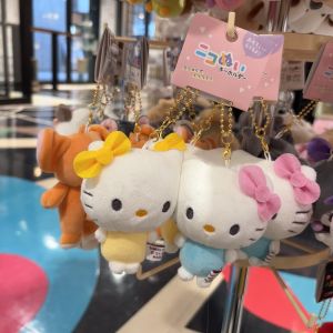 Sanrio Kitty Frog Couple Dolls Magnetic Face Hanging Ornaments for Bags One Pair of Lovable Plush Toys That Stick Together