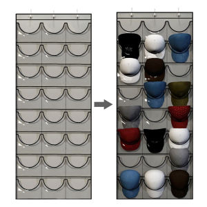 [Local Stock]Baseball Hat Rack 24 Clear Hanging Over The Door to Protect Cap (Grey)
