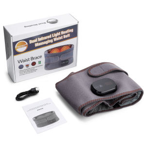 Hailicare | Electric Cordless Heated Waist Massager Red Light Vibration Massage Infrared Lumbar Belt Back Support Waist Muscle Relaxation
