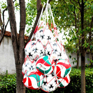 Red And White Basketball Football Volleyball Thick Mesh Bag Ball Storage Mesh Bag Nylon Portable Durable Drawstring Storage Bags