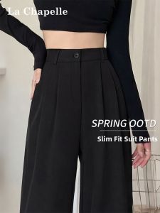 La Chapelle | Black Pressed Crease Loose Fit Womens Trousers
