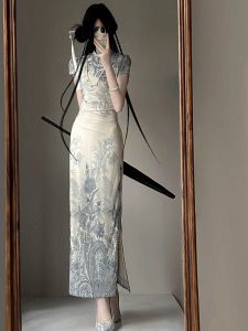 CHANGTONG | New Chinese Style Modified Qipao Elegant Slim Fitted Dress